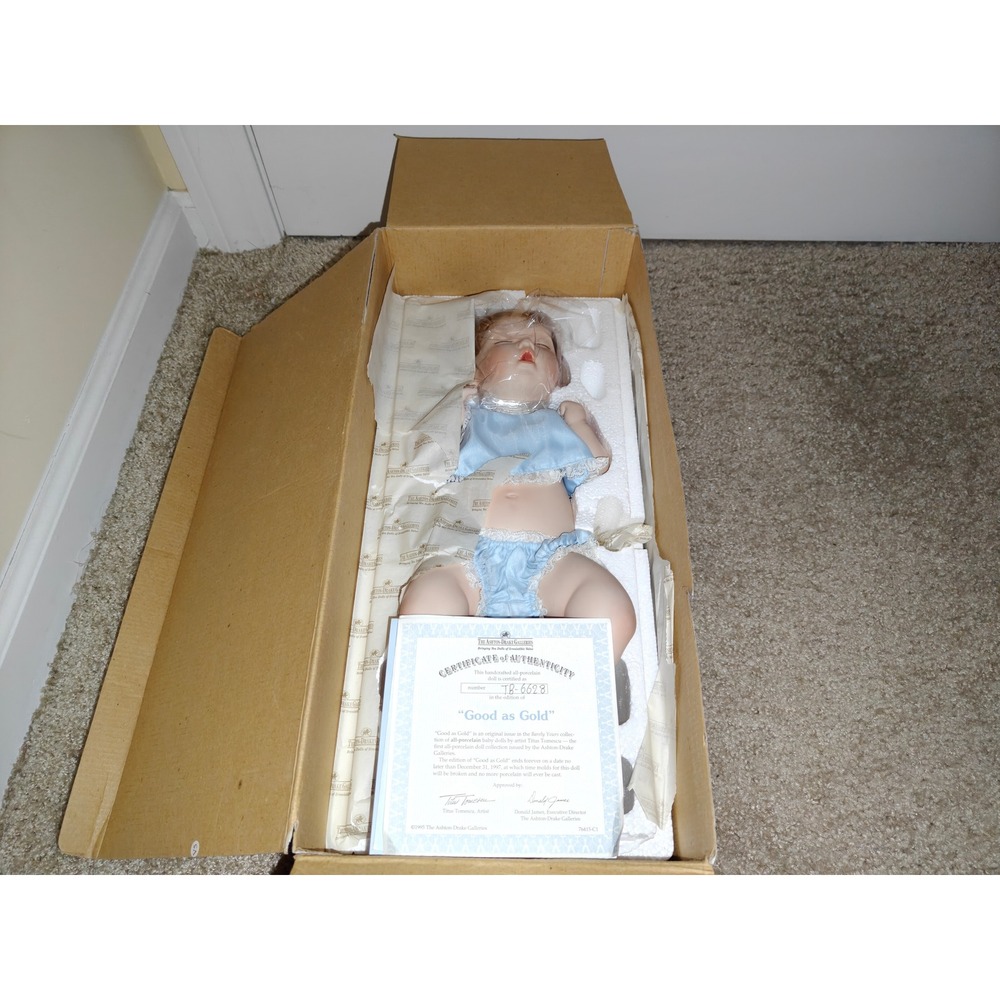Ashton-Drake Good as Gold Porcelain Baby Doll Titus Tomescu Barely Yours COA Box